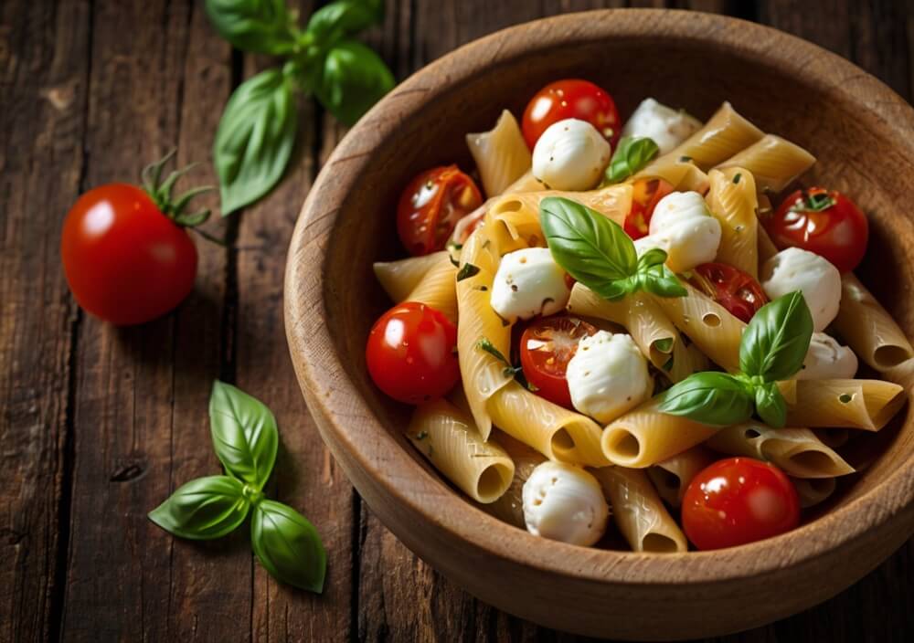 makaron-pelnoziarnisty-pomidory-mozzarella