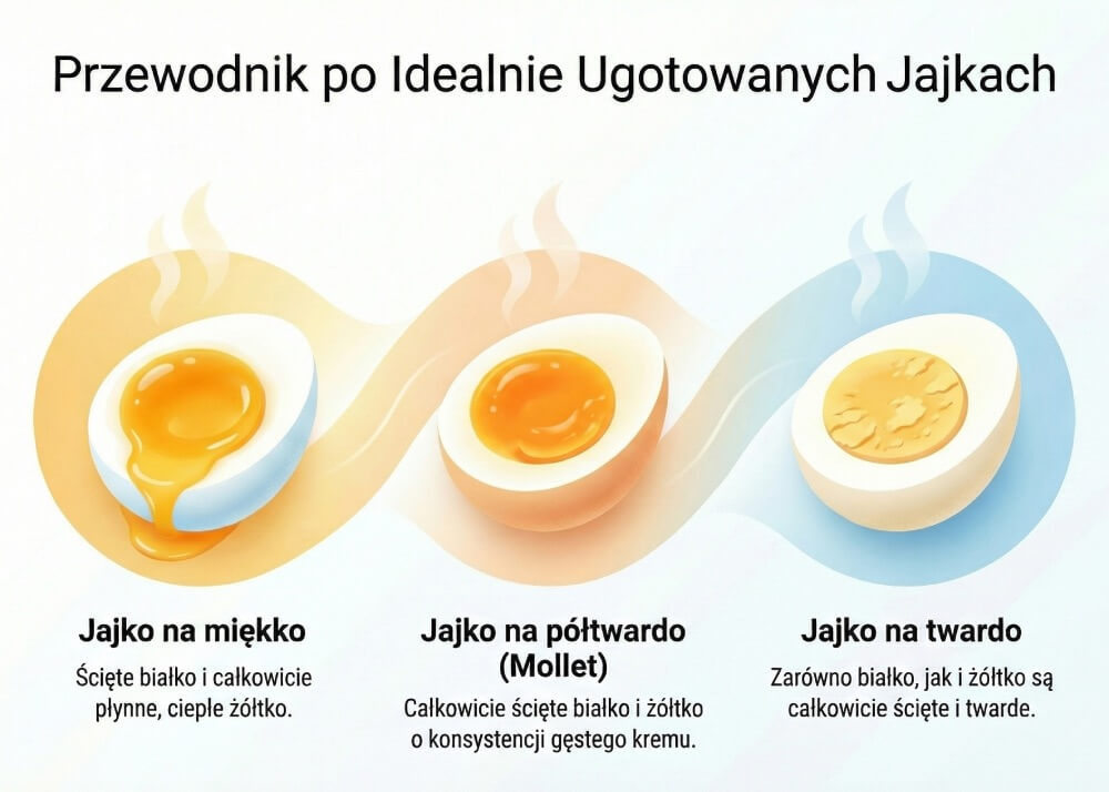 infografika poziomy gotowania jajek