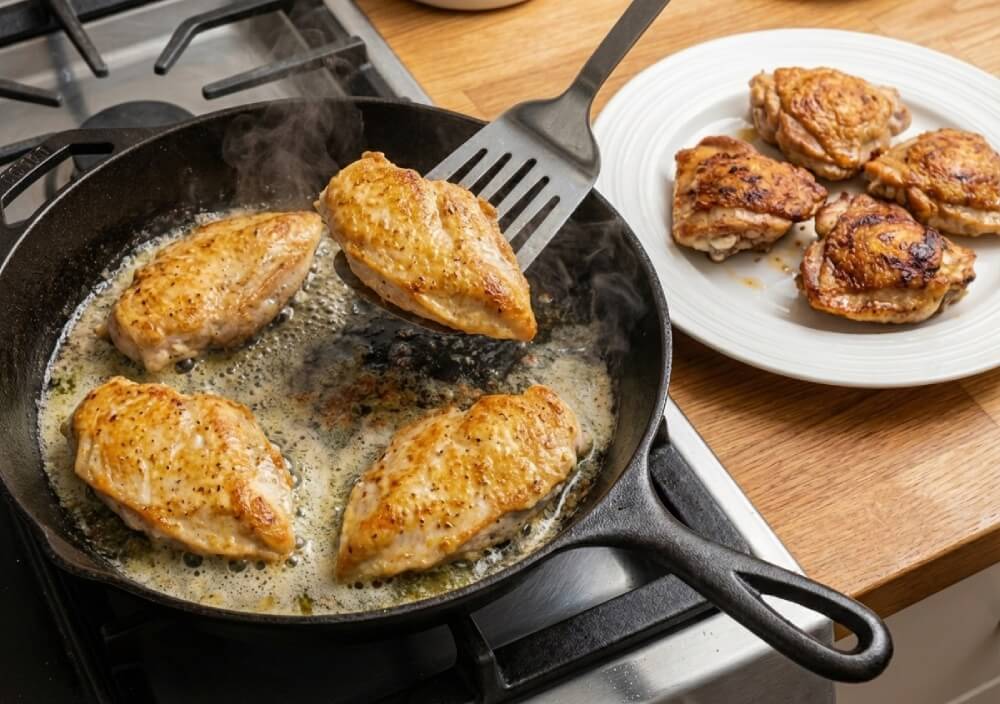 Smażenie na patelni keto filetów z kurczaka